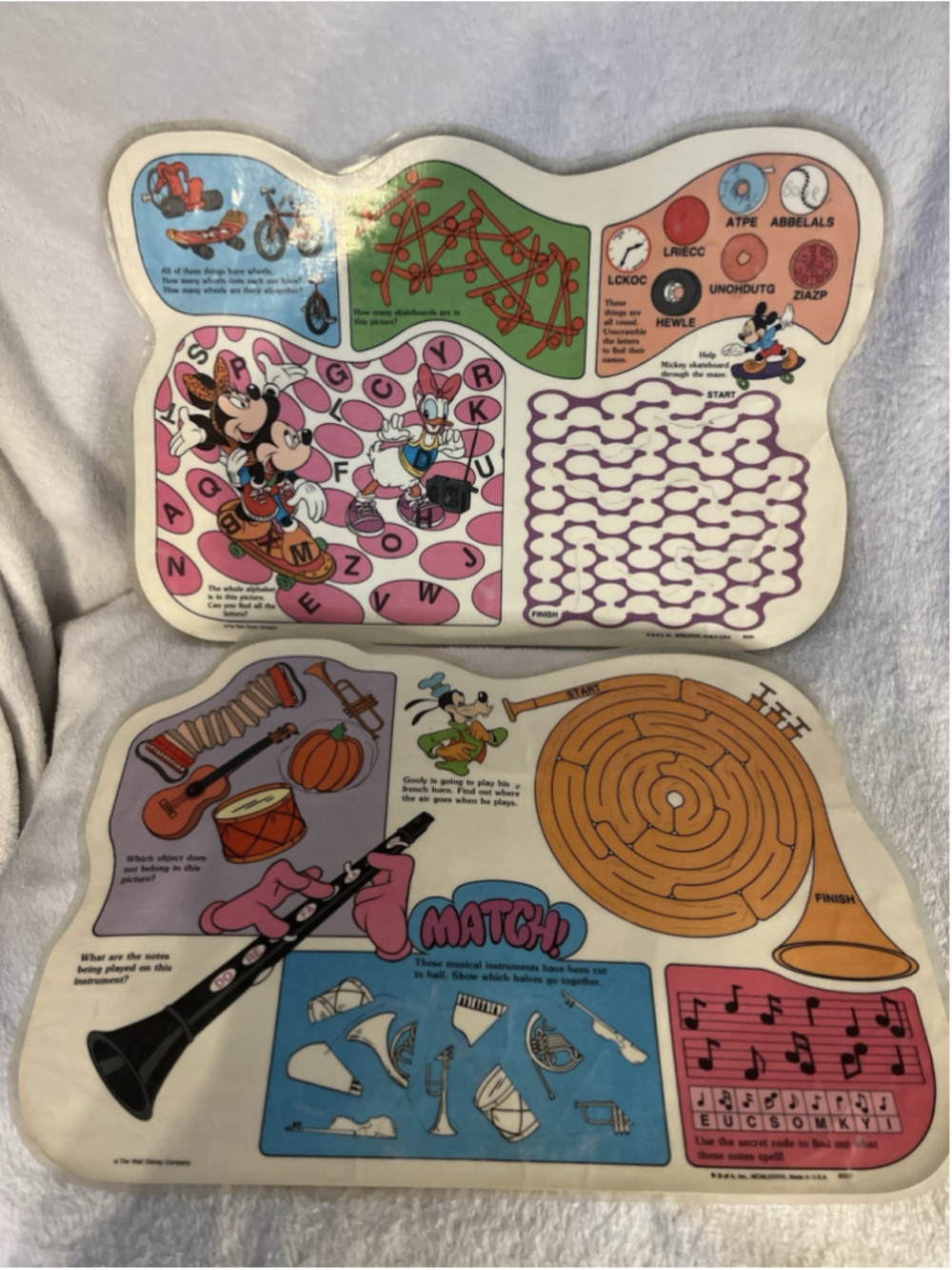 Vintage Disney Mickey Mouse Donald Duck Activity Placemats 1980S SET OF 2 SEE - Picture 15 of 16